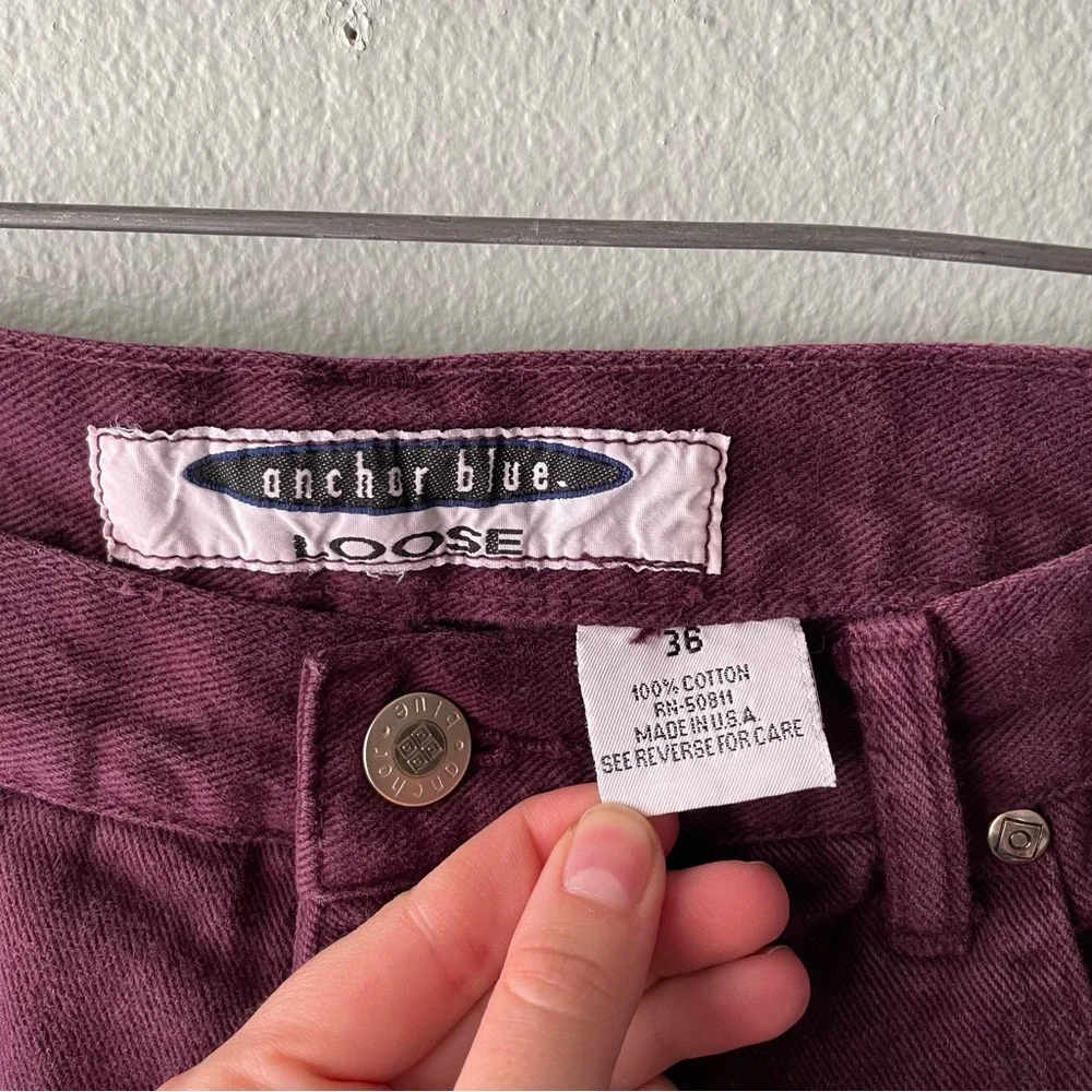 🌱5/$25🌱 Anchor Blue | Vintage 90s Burgundy High Waist Long Denim Mom Shorts